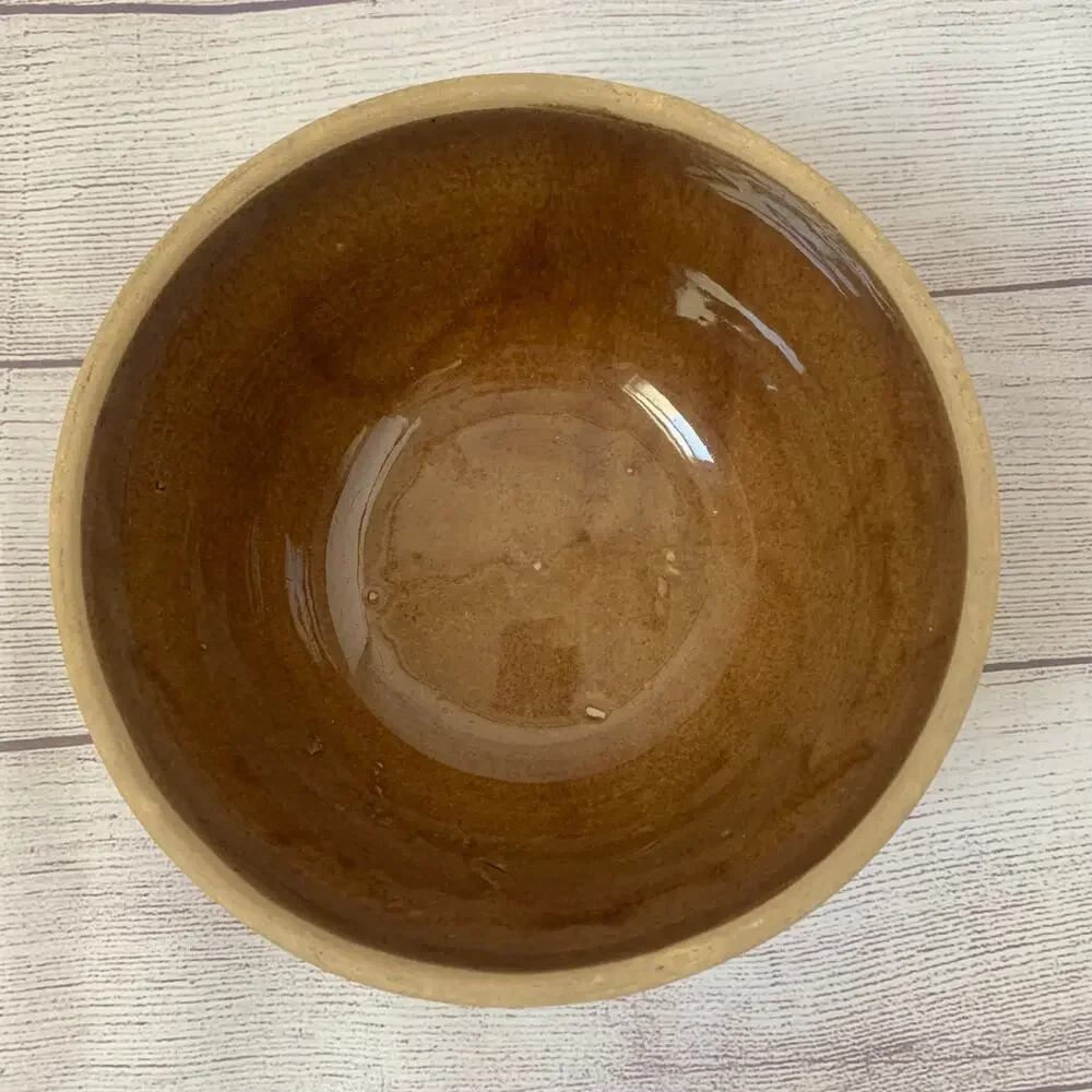 Vintage Brown Stoneware Beehive Mixing Bowl USA 8